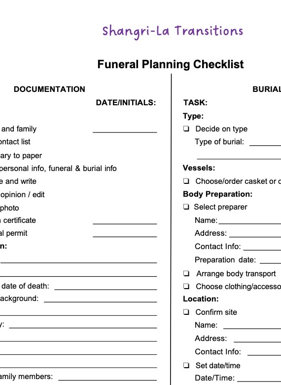 Funeral Planning Checklist